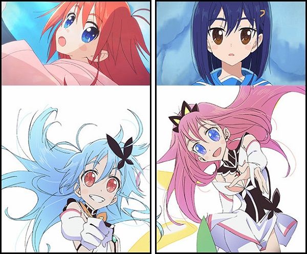 Papika (a sinistra) e Cocona (a destra), le protagoniste di Flip Flappers Papika (a sinistra) e Cocona (a destra), le protagoniste di Flip Flappers