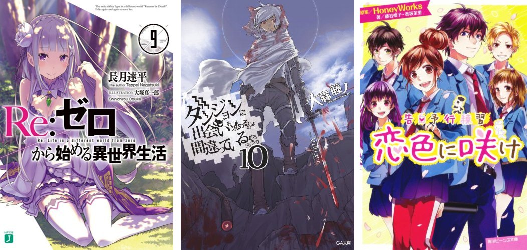 Ranking Japan Light Novel 2016 ReZero DanMachi Kukuhaku Youkou Renshuu