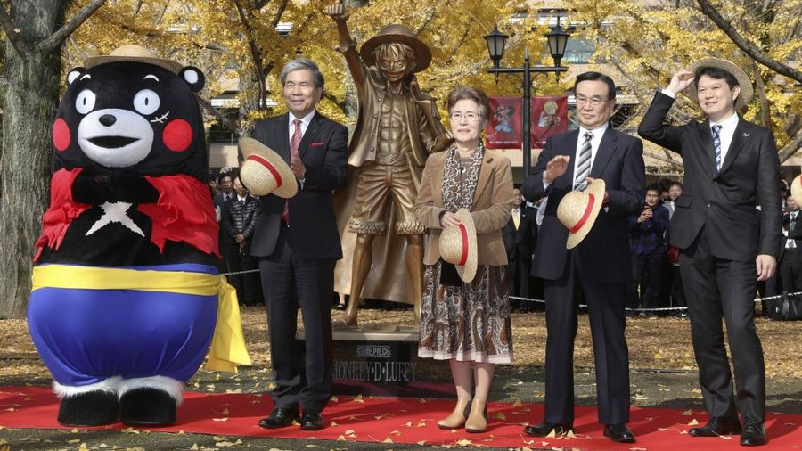 One Piece: ecco la statua di Rufy a Kumamoto
