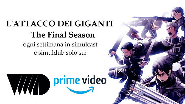 L'Attacco dei Giganti 4: simulcast e simuldub su VVVVID e Amazon Prime Video