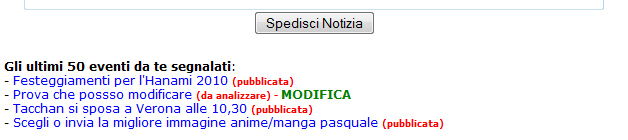 Inserimento Eventi Utenti