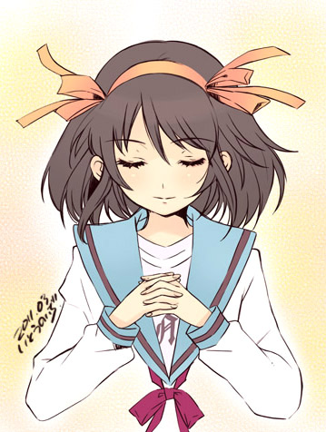 Haruhi Suzumiya prega per il Giappone Haruhi Suzumiya prega per il Giappone