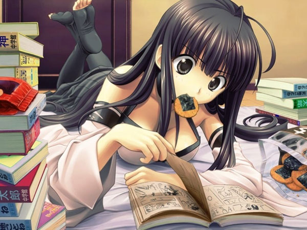 girl reading manga