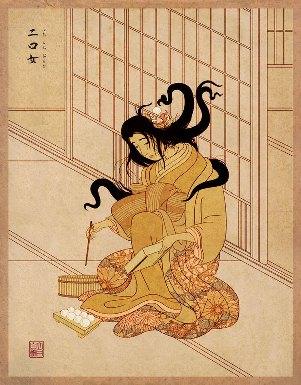 Futakuchi onna stampa antica Futakuchi onna stampa antica