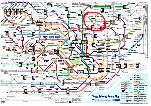 Ueno mappa metro 