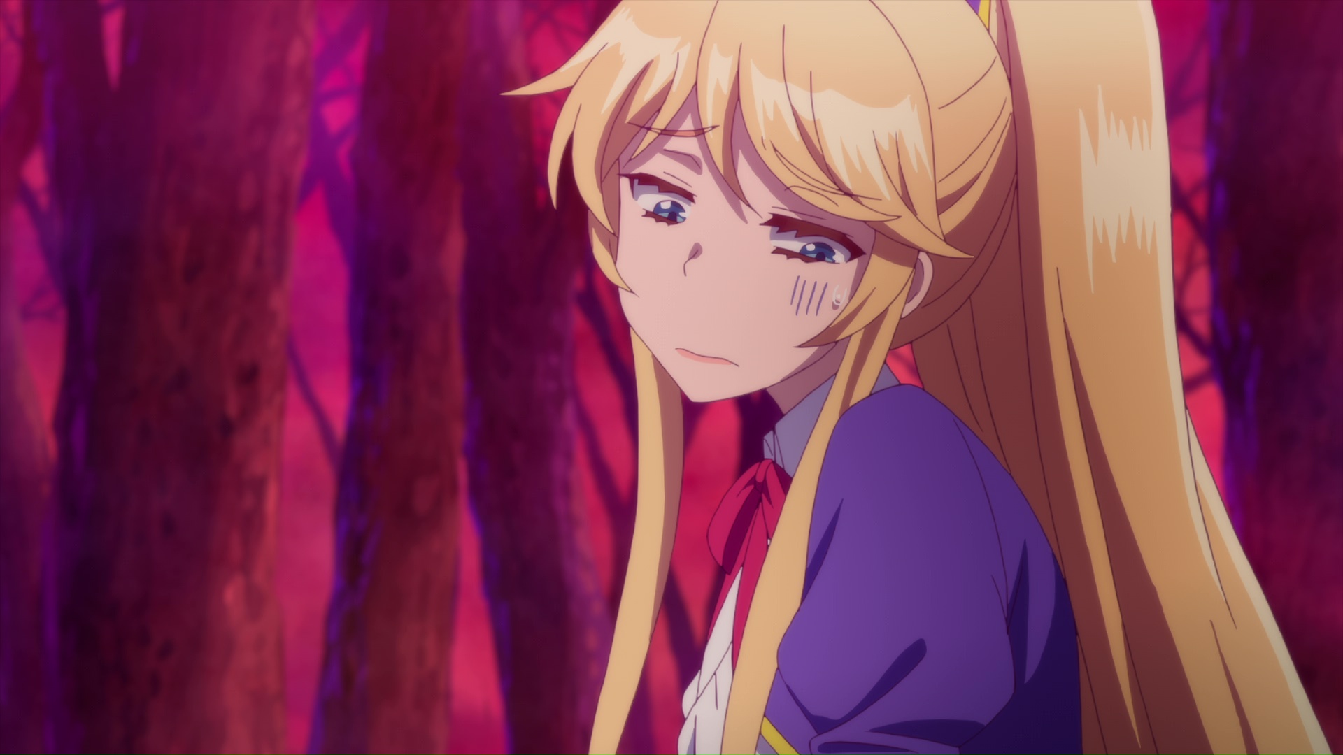 Aileen che attraversa il bosco dei demoni e che guarda verso il basso perché non si capacita di tutte le sfighe che sta accumulando in una sola giornata.