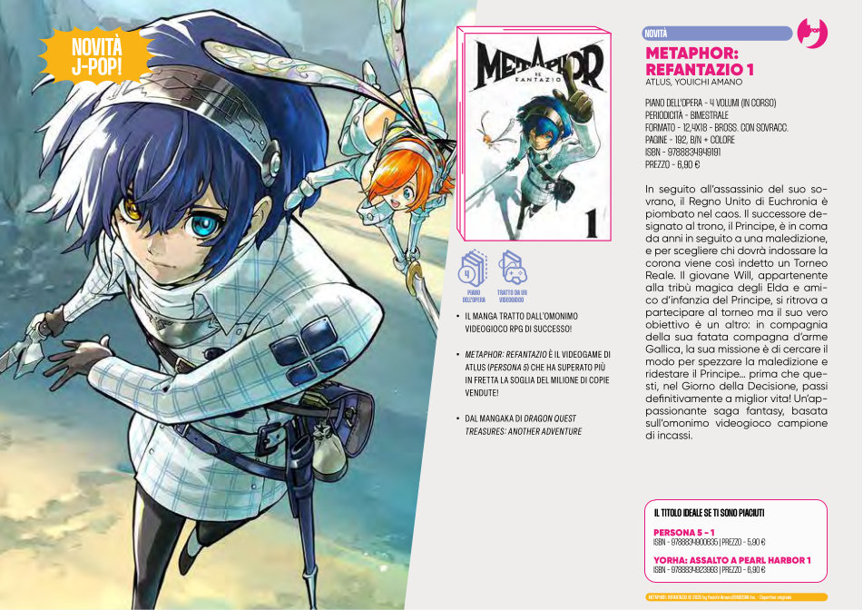 J-POP Manga: le novità dal Direct 146 - Metaphor: ReFantazio