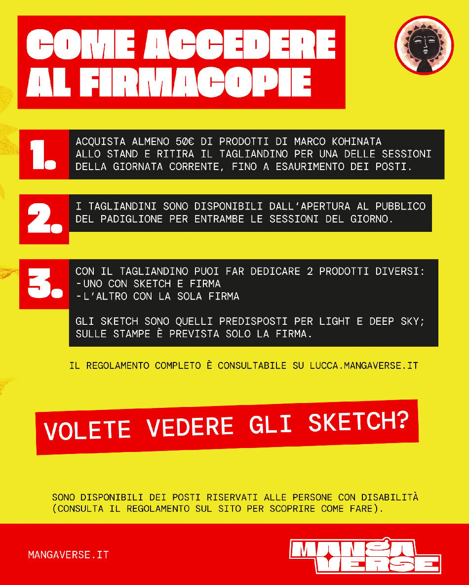 Lucca Comics & Games 2026: regolamento firmacopie Marco Kohinata