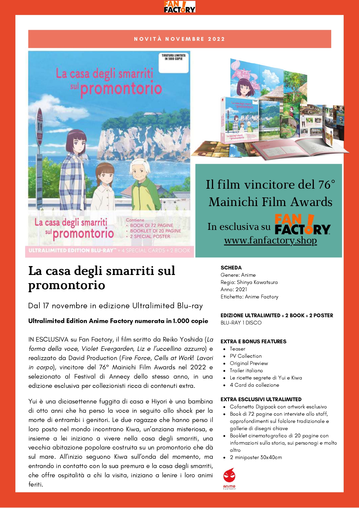 Dvd e Bluray le uscite Anime Factory di Novembre 2022 AnimeClick