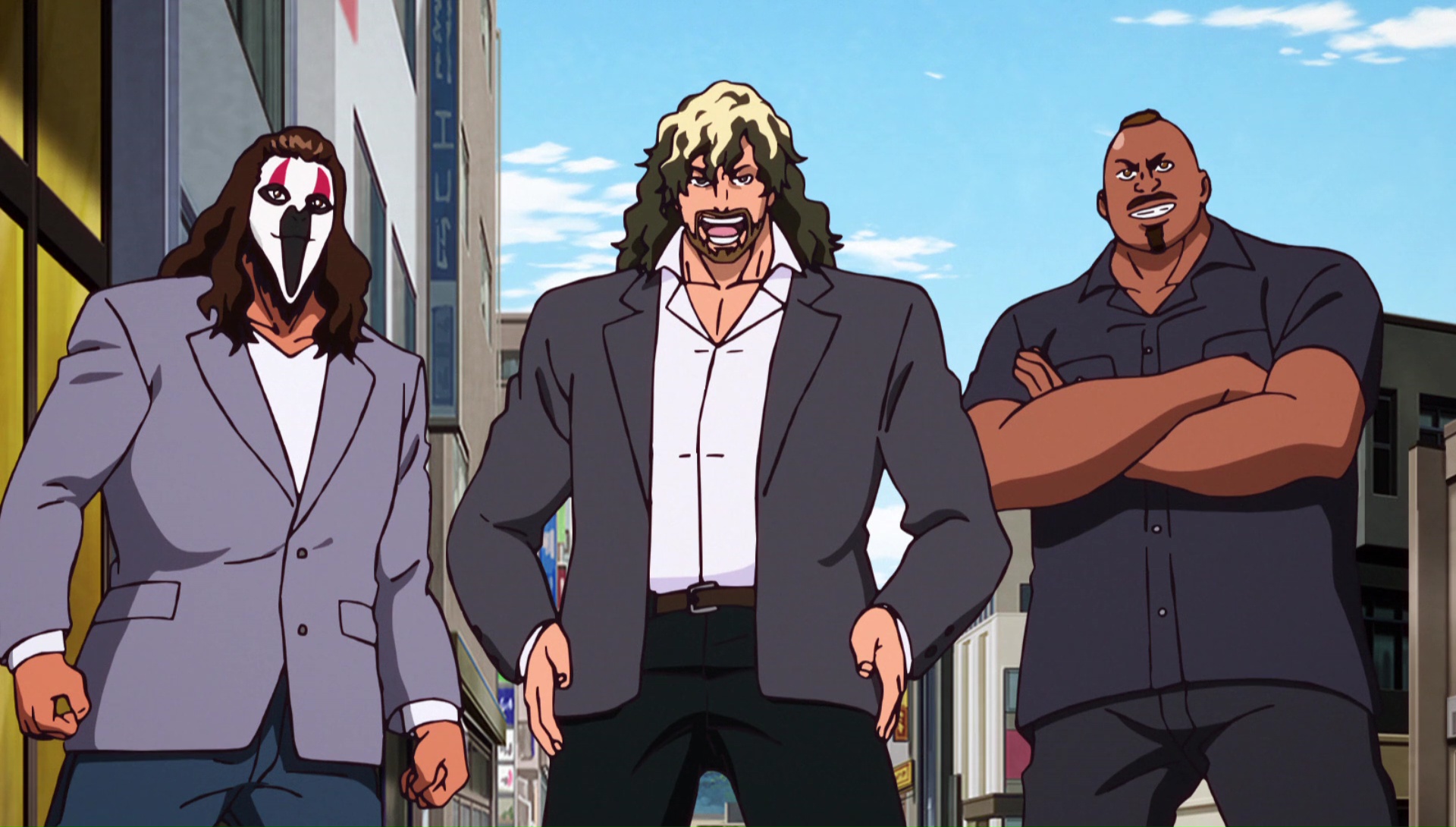 Tiger Mask W: Recensione dell'anime | AnimeClick personaggi anime grossi con barba su sedia a rotelle