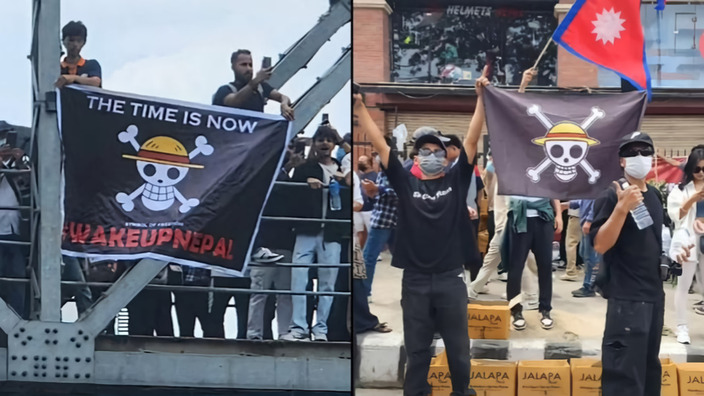 One Piece: la bandiera di Cappello di Paglia guida la protesta in Nepal