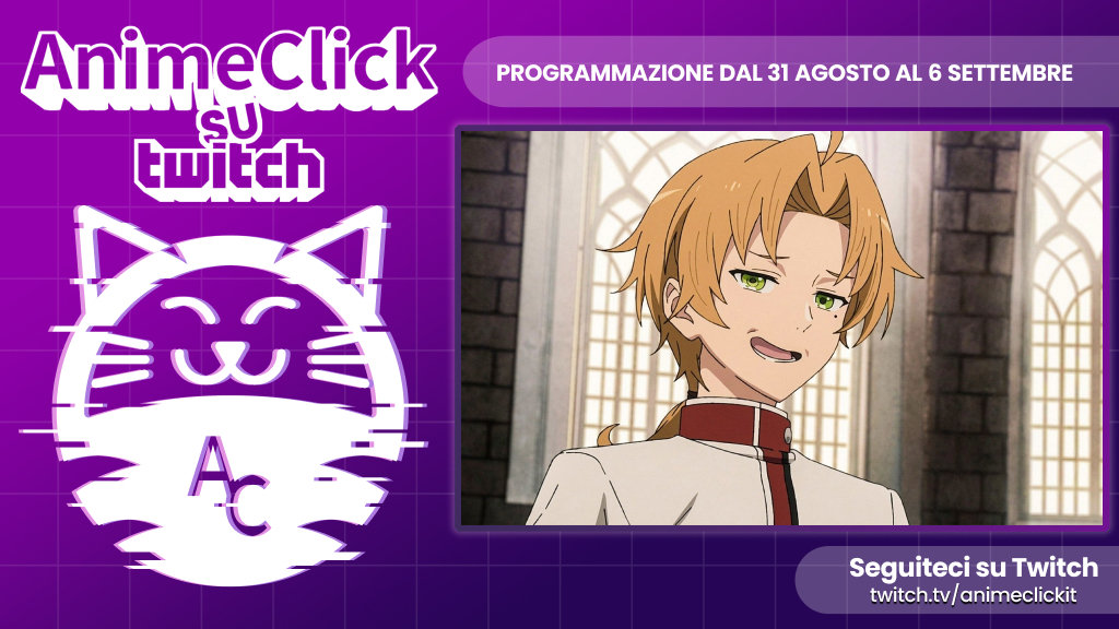 AnimeClick su Twitch: programma dal 31 agosto al 6 settembre - Arriva Toshokan