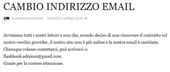 Flashboook Edizioni Cambio Idirizzo Email Flashboook Edizioni Cambio Idirizzo Email