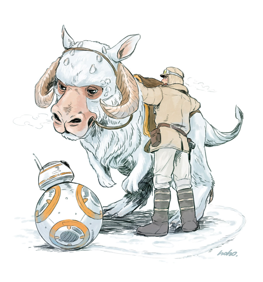 BB-8 gironzola sul pianeta Hot e incontra un tauntaun