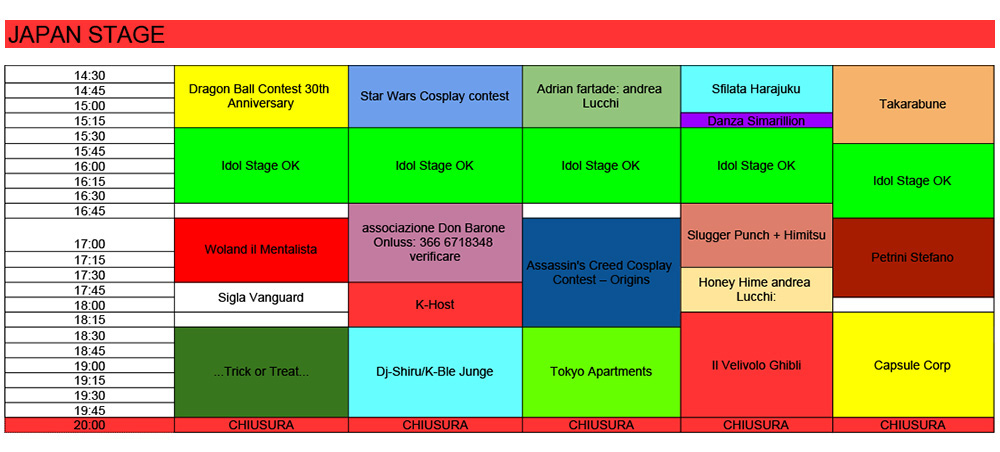 Programma del Japan Stage a Lucca Comics and Games 2017 Orari del Japan Stage 2017 a Lucca Comics