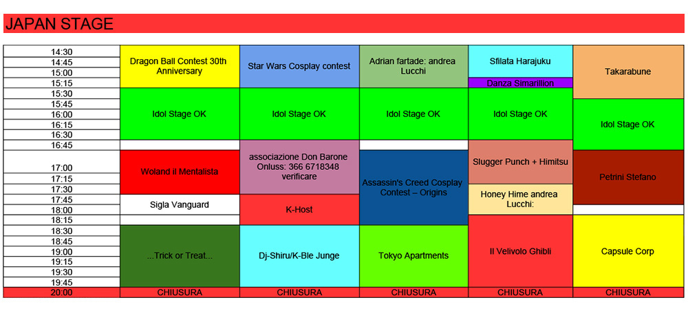 Orari del Japan Stage 2017 a Lucca Comics
