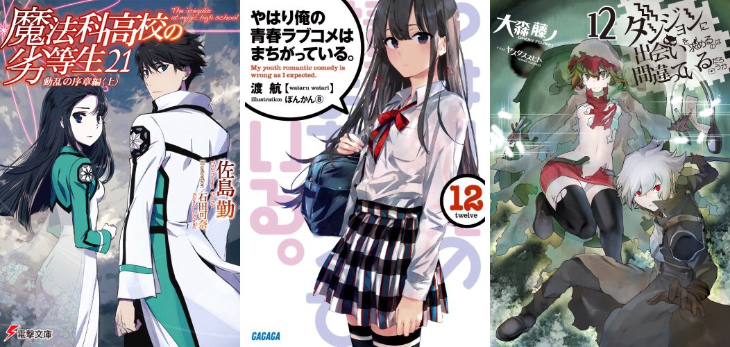Ranking Light Novel 2017 Volumi: Mahouka Koukou no Rettousei 21 - Oregairu 12 - DanMachi 12 Light Novel 2017 Volumi Mahouka 21 Oregairu 12 DanMachi 12