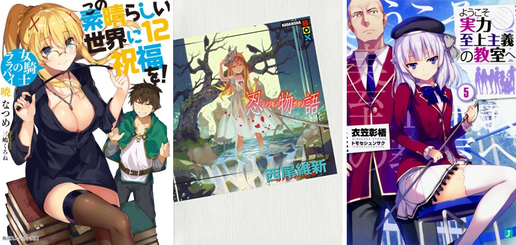 Ranking Light Novel 2016 Volumi: KonoSuba! 12 - Shinobumonogatari - Classroom of the Elite 5 Light Novel 2017 Volumi KonoSuba 12 Shinobumonogatari Classroom of the Elite 5