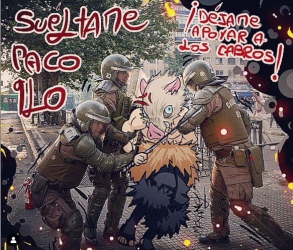 Inosuke di Demon Slayer diventa un simbolo delle proteste in Cile