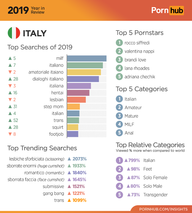 Statistiche riguardanti gli utenti italiani su Pornhub