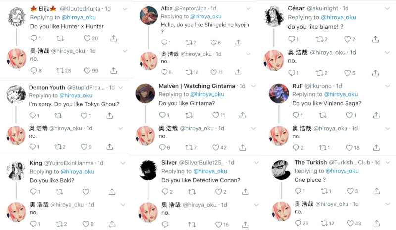 Hiroya Oku (Gantz, Inuyashiki) rivela su Twitter i suoi "gusti difficili" Hiroya Oku (Gantz, Inuyashiki) rivela su Twitter i suoi "gusti difficili"