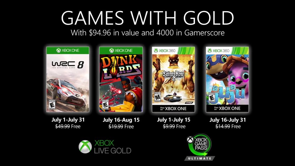 Annunciati i Games with Gold di luglio 2020 Annunciati i Games with Gold di luglio 2020