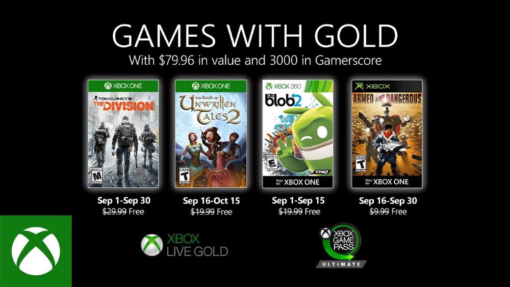 Annunciati i Games With Gold di settembre 2020 Annunciati i Games With Gold di settembre 2020