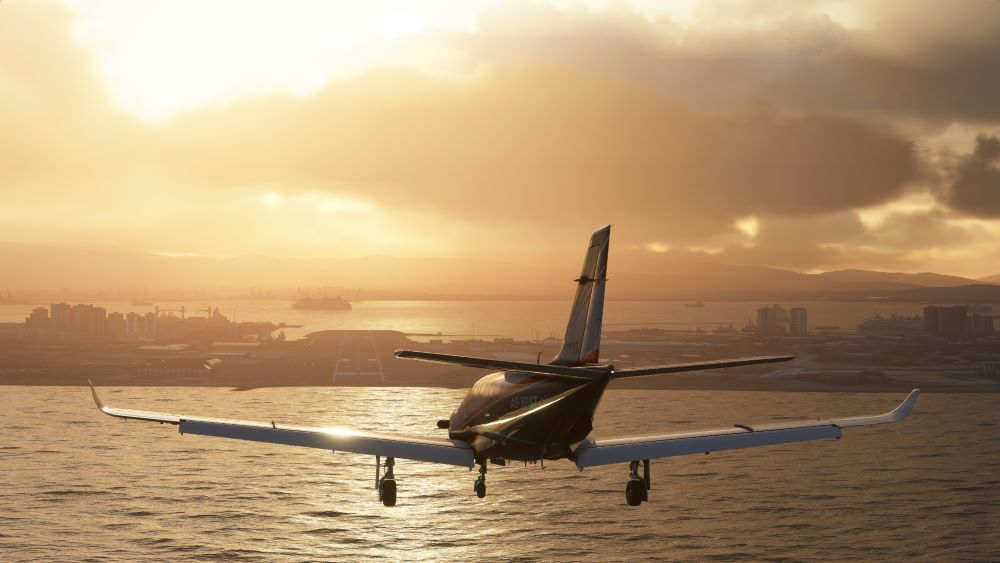 Un atterraggio al tramonto in Microsoft Flight Simulator Un atterraggio al tramonto in Microsoft Flight Simulator
