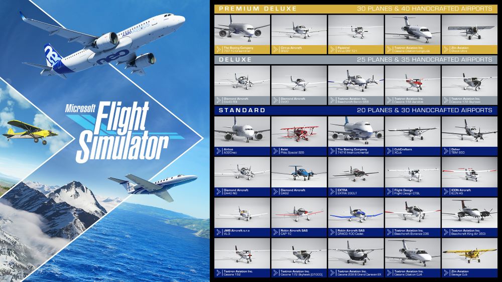 Gli aerei disponibili nelle varie edizioni di Microsoft Flight Simulator Gli aerei disponibili nelle varie edizioni di Microsoft Flight Simulator