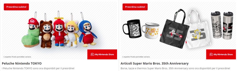 I gadget e i peluche per il 35° anniversario di Super Mario Bros. in vendita sul My Nintendo Store I gadget e i peluche per il 35° anniversario di Super Mario Bros. in vendita sul My Nintendo Store