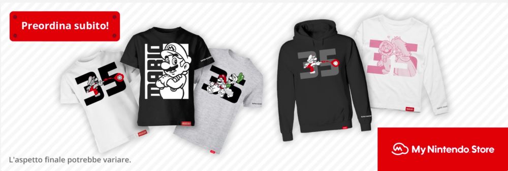 Il vestiario per il 35° anniversario di Super Mario Bros. in vendita sul My Nintendo Store Il vestiario per il 35° anniversario di Super Mario Bros. in vendita sul My Nintendo Store