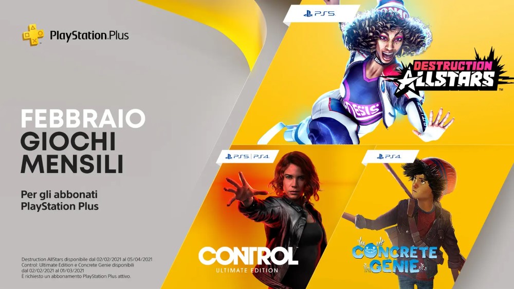Svelati i giochi gratuiti di PlayStation Plus di febbraio 2021 Svelati i giochi gratuiti di PlayStation Plus di febbraio 2021