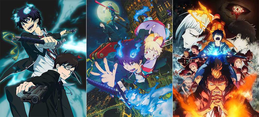 Key Visual per Blue Exorcist, Blue Exorcist: the movie e Blue Exorcist Kyoto Saga Key Visual per Blue Exorcist, Blue Exorcist: the movie e Blue Exorcist Kyoto Saga