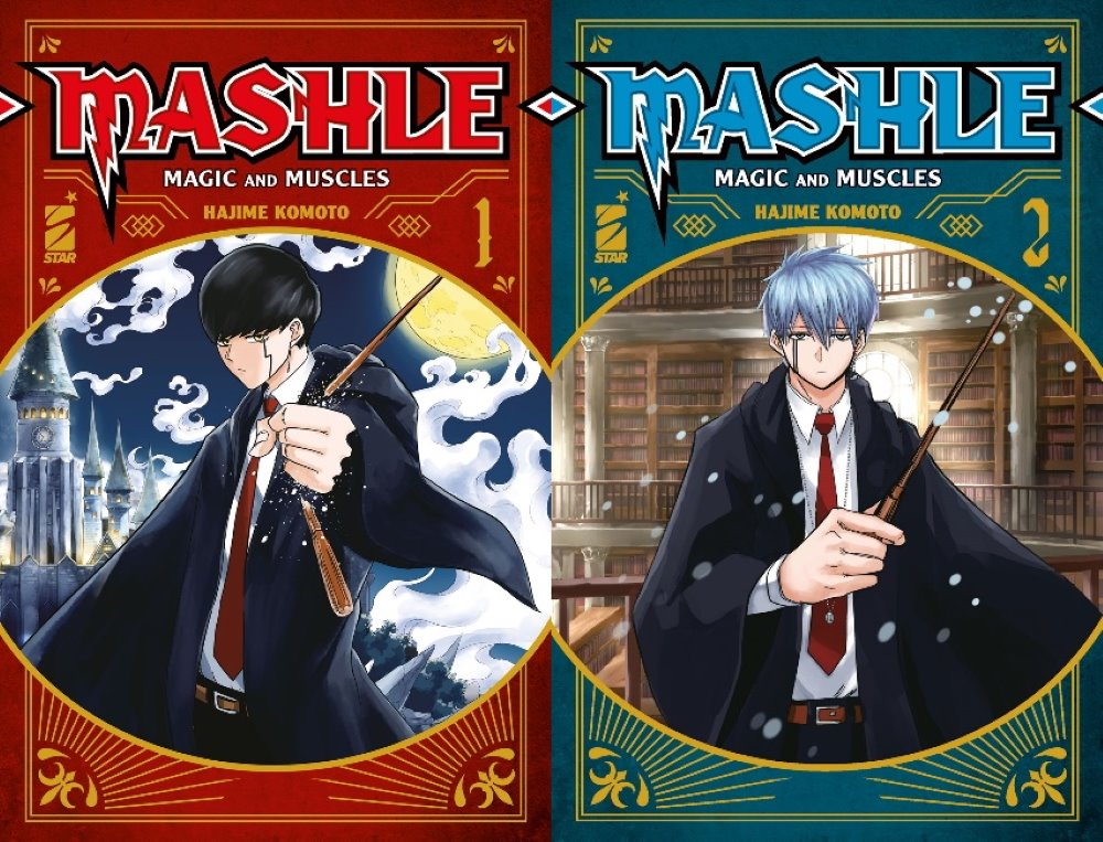Cover dei primi 2 volumi di Mashle Cover dei primi 2 volumi di Mashle