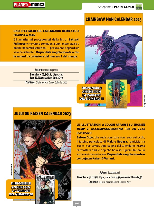 Anteprima - Chainsaw Man / Jujutsu Kaisen Calendar