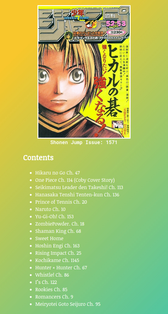 Lo Shonen Jump della tua nascita Lo Shonen Jump della tua nascita