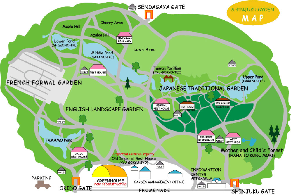 Shinjuku Gyoen Park Map Shinjuku Gyoen Park Map