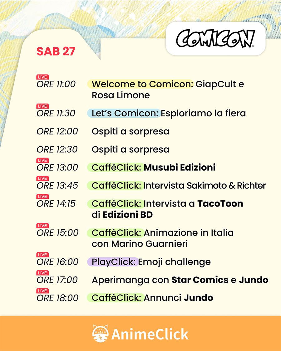 AnimeClick al Napoli Comicon 2024: tutti i nostri appuntamenti su Twitch AnimeClick al Napoli Comicon 2024: tutti i nostri appuntamenti su Twitch