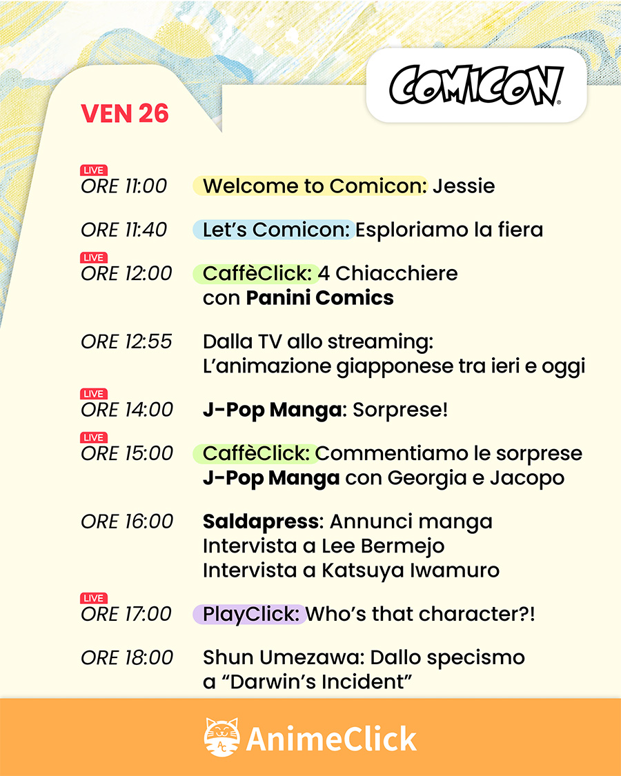 AnimeClick al Napoli Comicon 2024: tutti i nostri appuntamenti su Twitch AnimeClick al Napoli Comicon 2024: tutti i nostri appuntamenti su Twitch