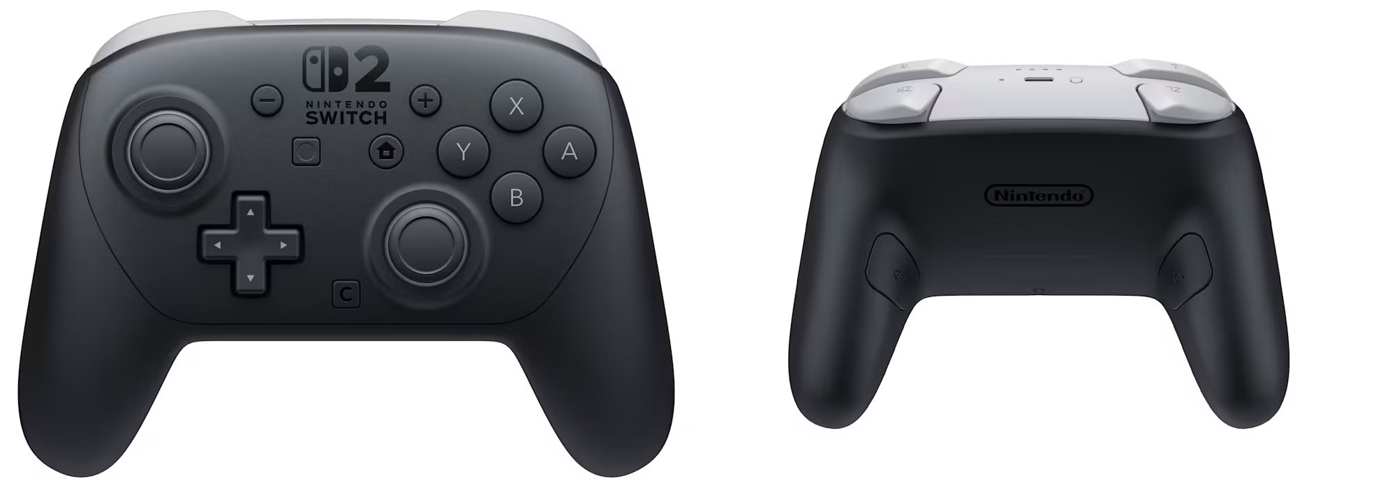 Il Pro Controller 2, si nota il tasto C frontale e i pulsanti GR e GL sul retro Il Pro Controller 2, si nota il tasto C frontale e i pulsanti GR e GL sul retro