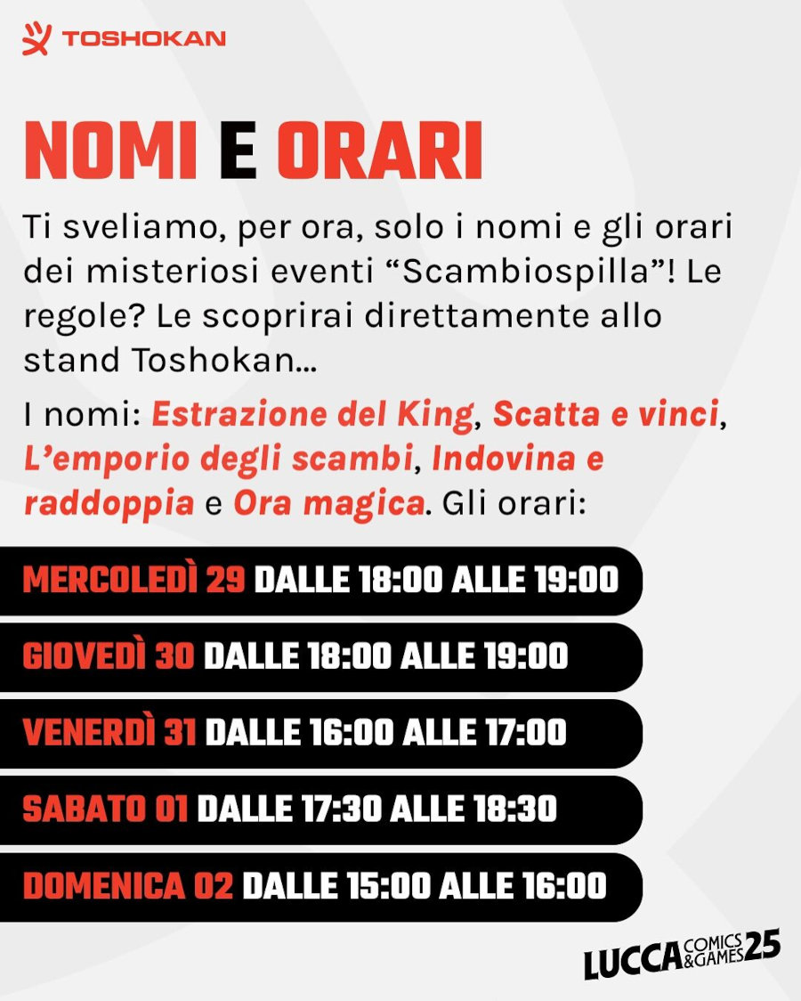 Lucca Comics & Games 2025: firmacopie e programma di Toshokan