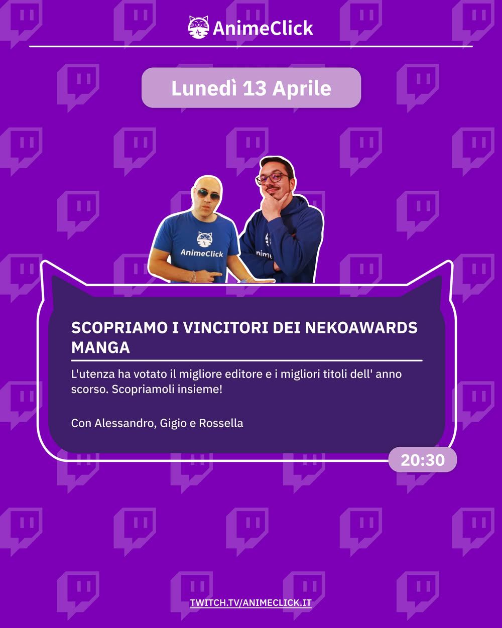 AnimeClick su Twitch: programma dal 13 al 19 aprile