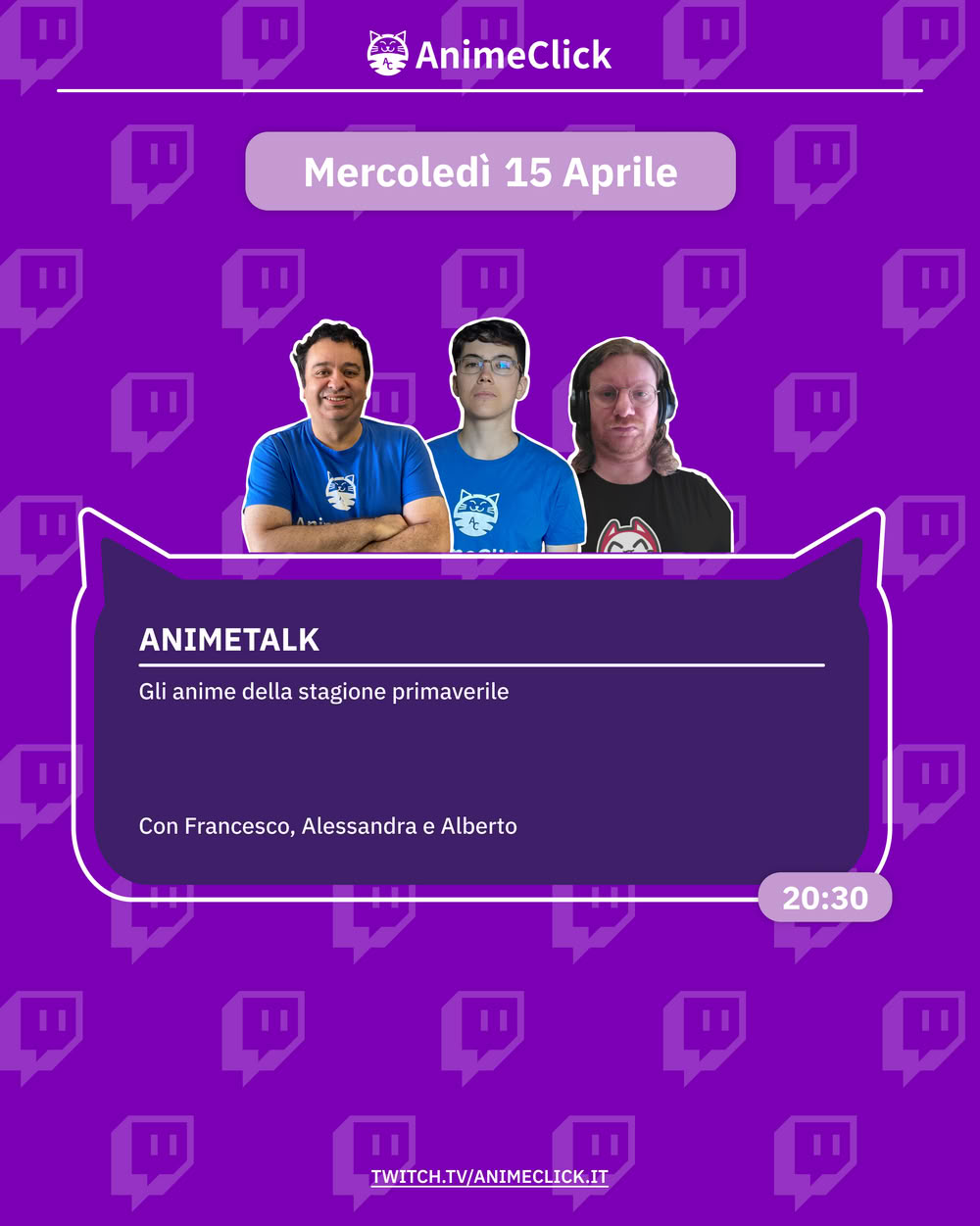 AnimeClick su Twitch: programma dal 13 al 19 aprile