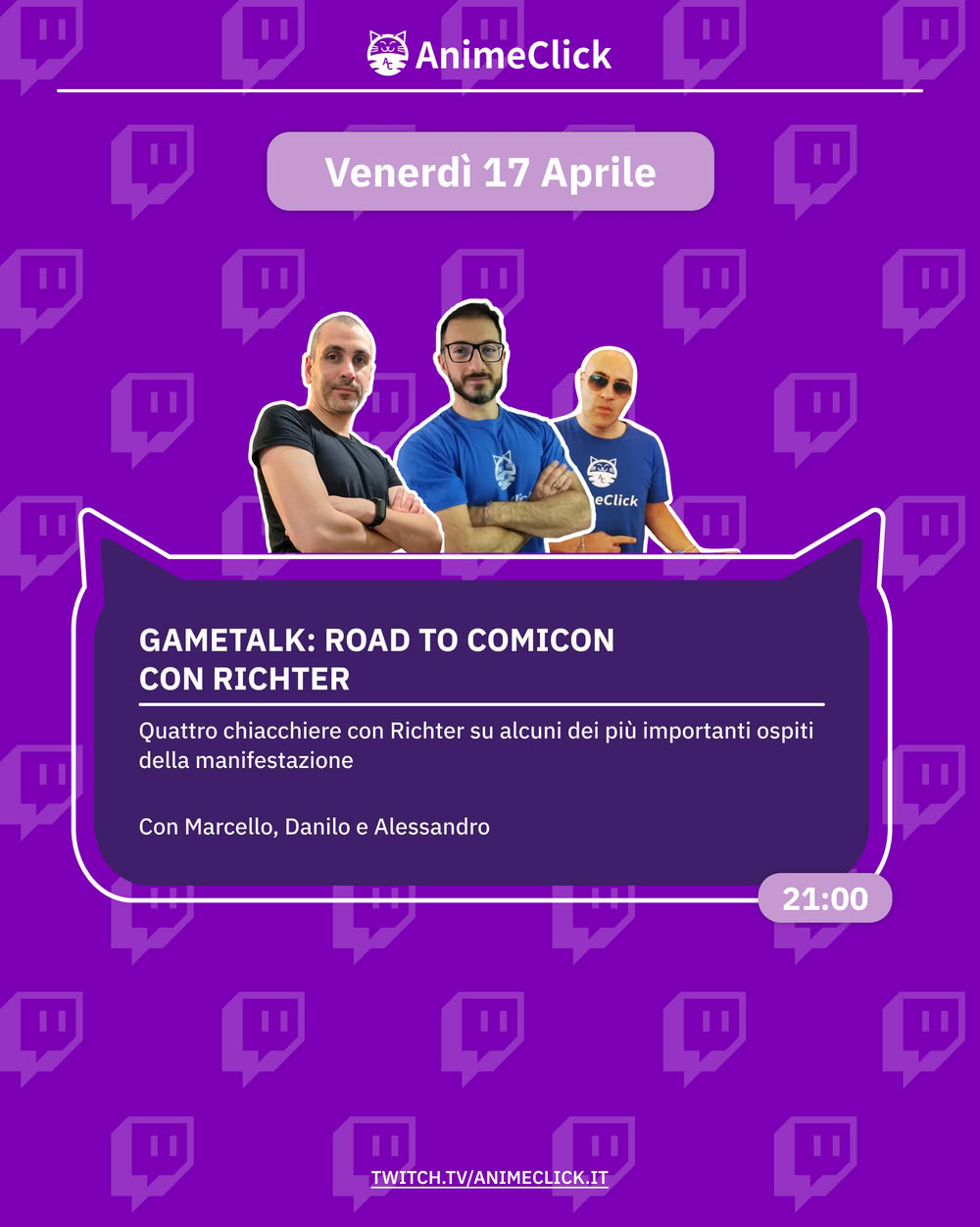 AnimeClick su Twitch: programma dal 13 al 19 aprile