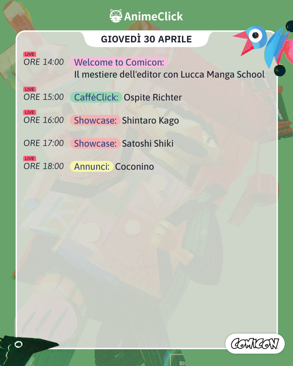 AnimeClick al Napoli Comicon 2026: tutti i nostri appuntamenti su Twitch