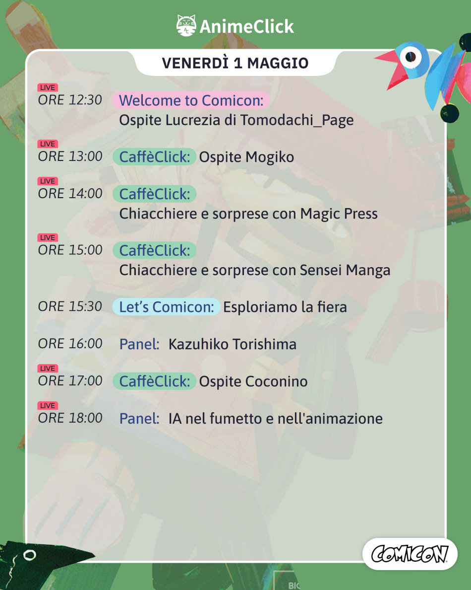 AnimeClick al Napoli Comicon 2026: tutti i nostri appuntamenti su Twitch