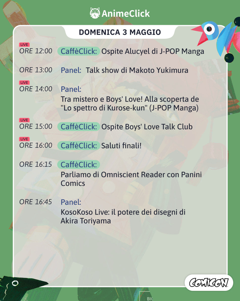 AnimeClick al Napoli Comicon 2026: tutti i nostri appuntamenti su Twitch