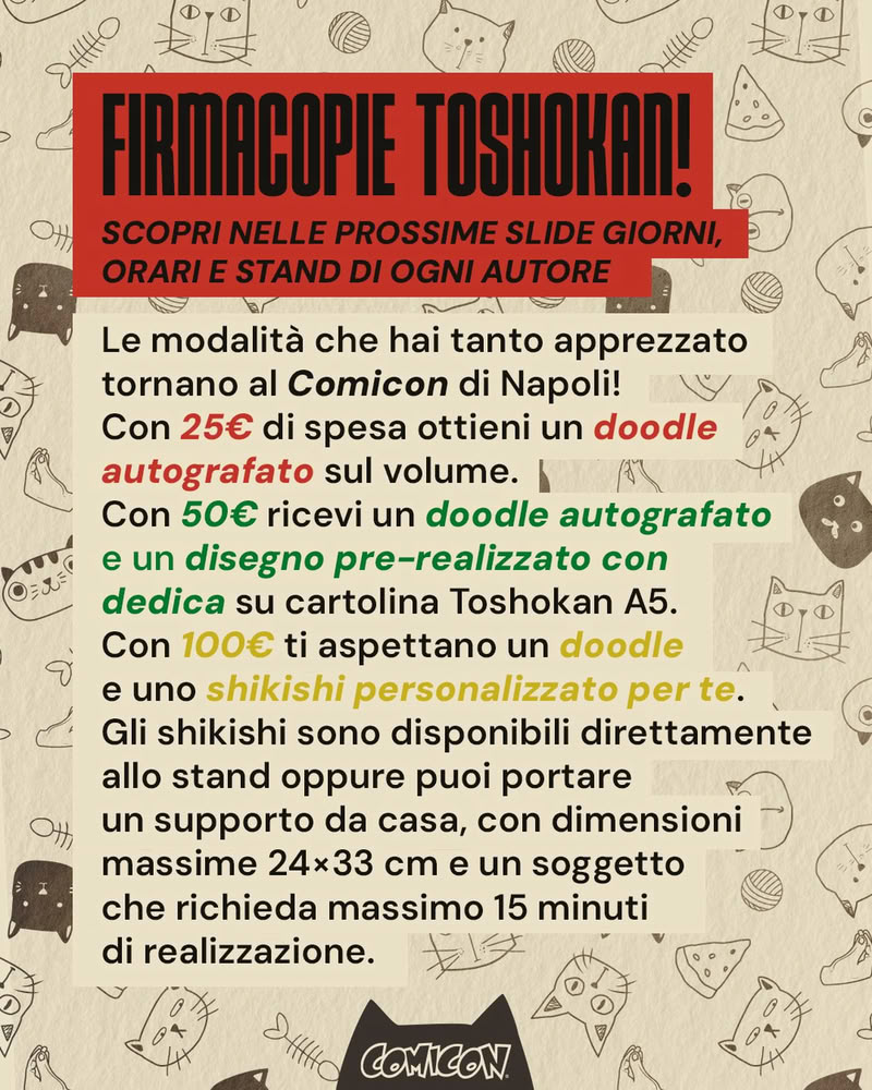 Toshokan: tutti gli ospiti, i firmacopie e gli eventi al COMICON Napoli 2026