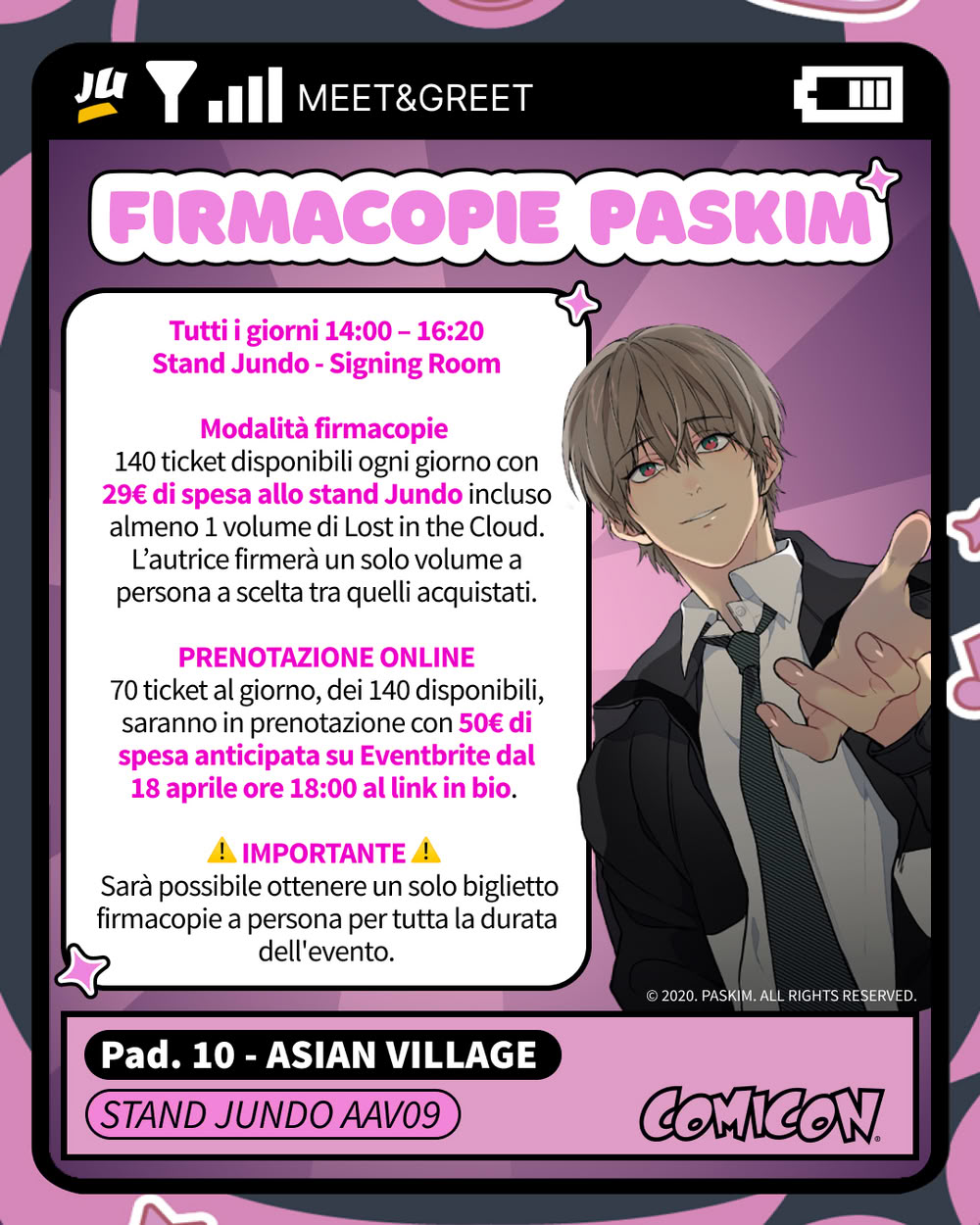Jundo: modalità per gli autografi degli ospiti al COMICON Napoli 2026