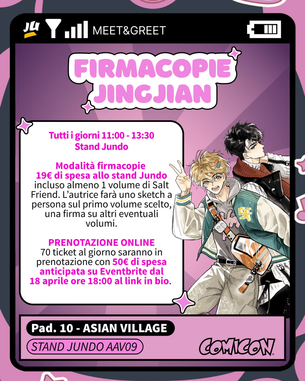 Jundo: modalità per gli autografi degli ospiti al COMICON Napoli 2026